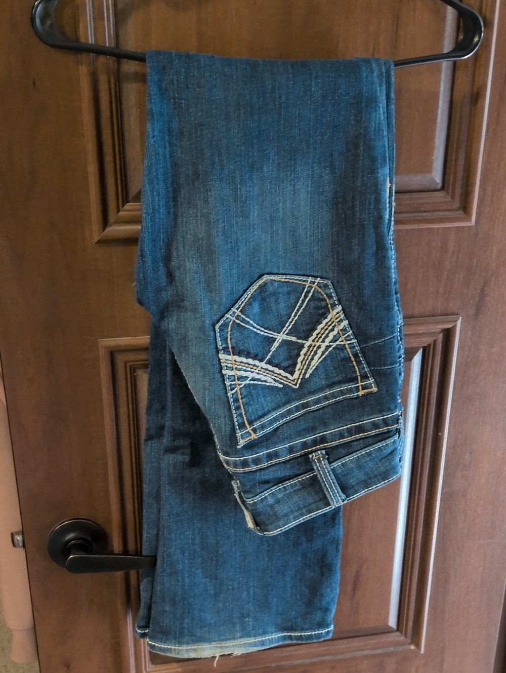 Ariat Women's Dark Blue Bootcut Jeans with Contrast Stitching Size 27L Inseam